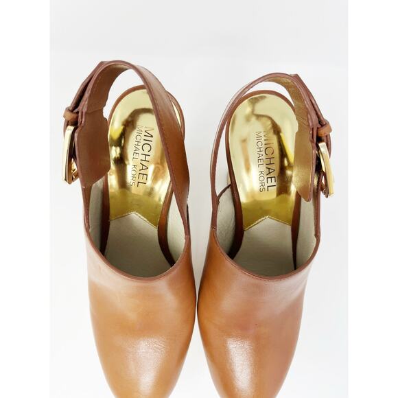 MICHAEL Michael Kors Beatrice Brown Platform Slingback Clog Heels SZ 8 - Picture 6 of 15